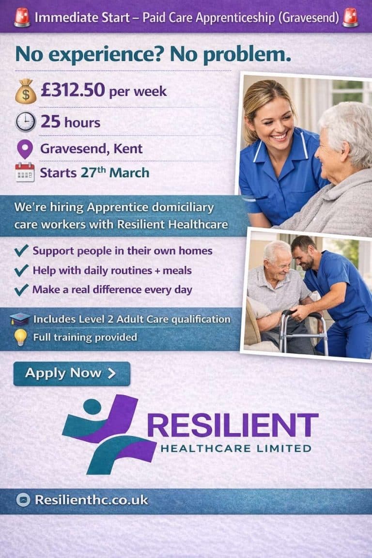 Paid Care Apprenticeship in Gravesend – Urgent
